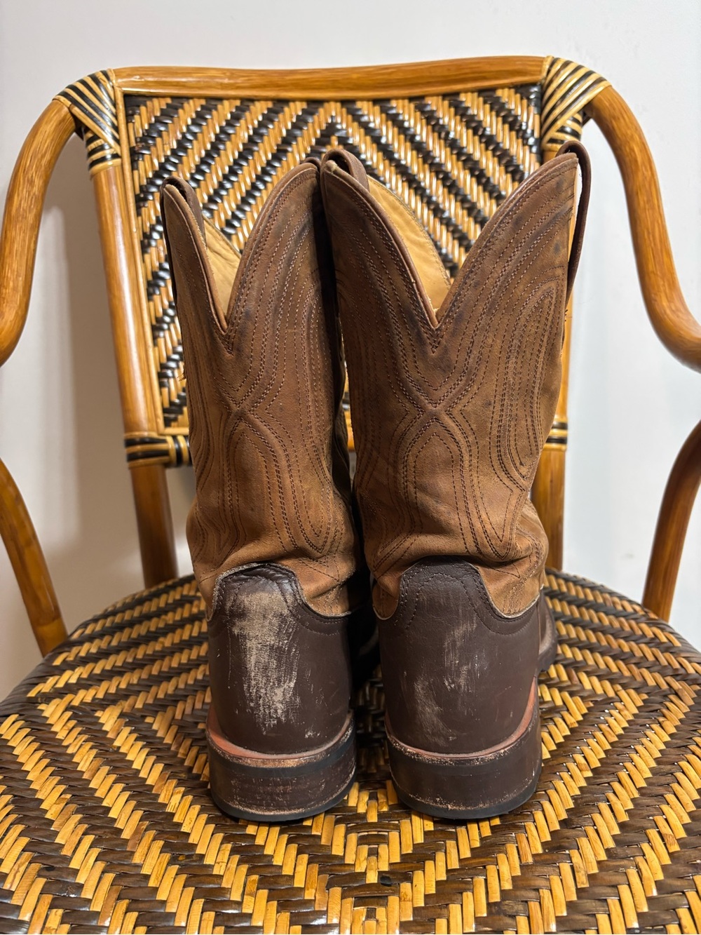Tecovas The Midland 9.5D Brown Leather Square Toe Cowboy Boots Vibram - Picture 4 of 7